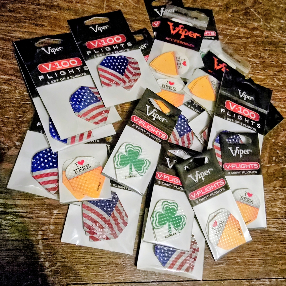 V-100 Dart Flights Set - American Flag, Shamrock, and Beer Designs